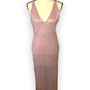 Express Midi Rose Gold Metallic Midi Dress